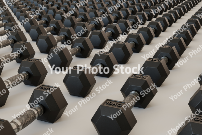 Stock Photo of dumbbell weights set black 10 kg