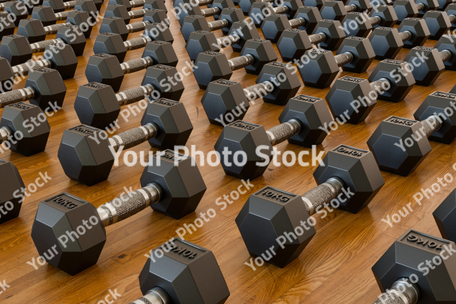 Stock Photo of dumbbell weights set black 10 kg