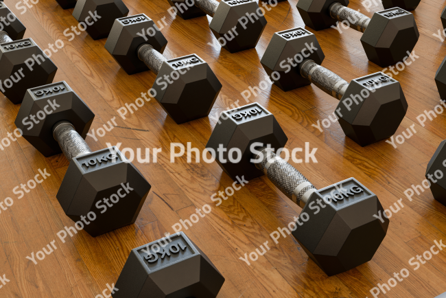Stock Photo of dumbbell weights set black 10 kg