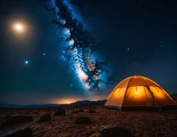 Stock Photo of sky night space stars orange tent