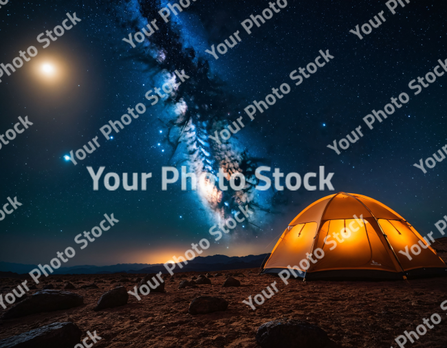 Stock Photo of sky night space stars orange tent