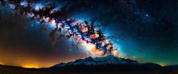 Mountain landscape night universe stars sky deep space