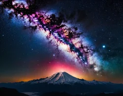 Mountain landscape night universe stars sky deep space