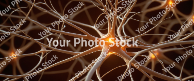 Stock Photo of Neuron brain science orange biology