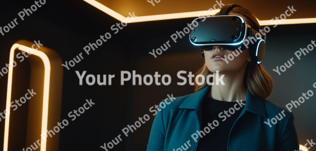 Stock Photo of VR Metaverse woman executive