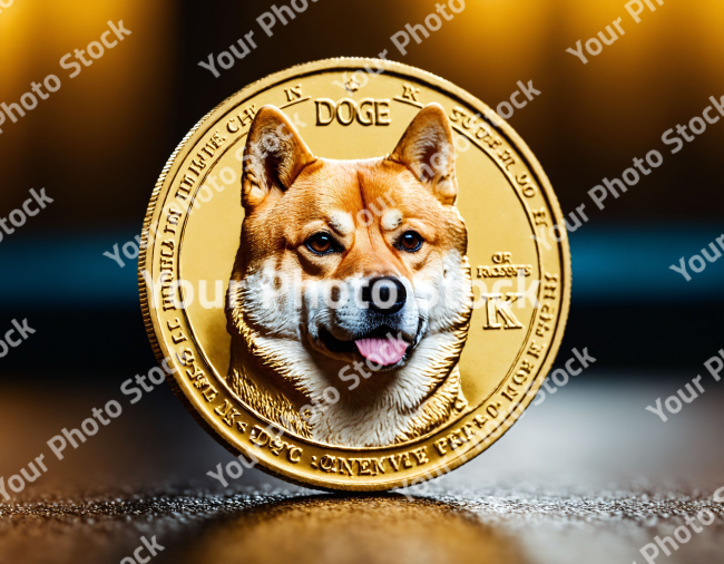 Stock Photo of Doge coin crypto blockchain