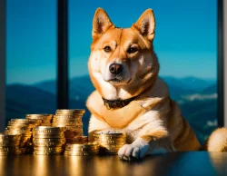 Stock Photo of Doge coin crypto blockchain