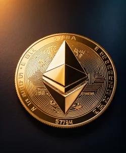 Stock Photo of Ethereum coin crypto market