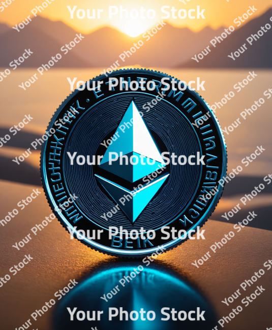 Stock Photo of Ethereum coin crypto market