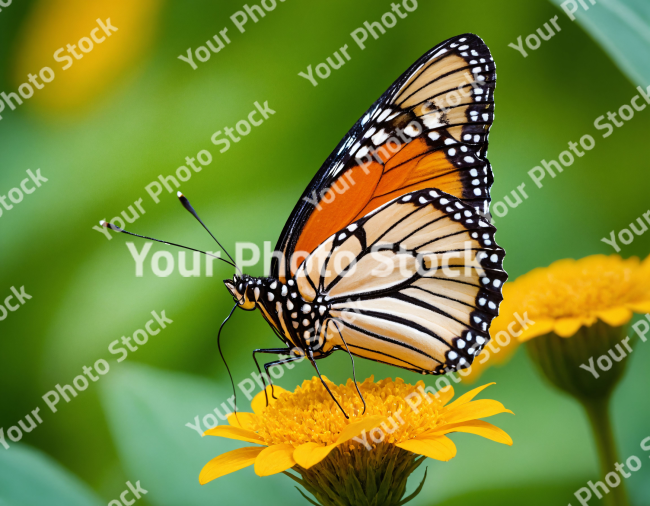 Stock Photo of Butterfly on a yellow flower