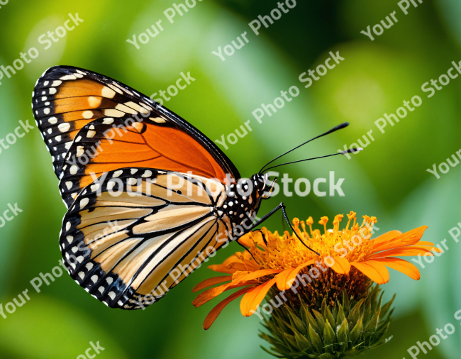 Stock Photo of Butterfly on a yellow flower