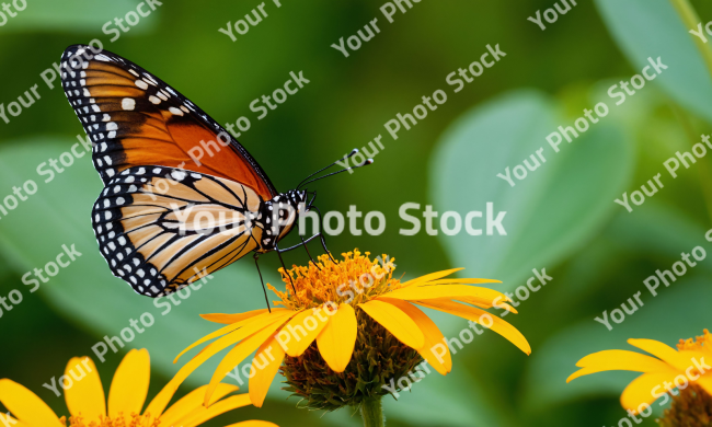 Stock Photo of Butterfly on a yellow flower