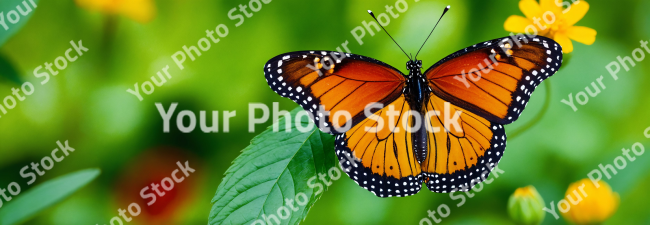 Stock Photo of Butterfly on a yellow flower