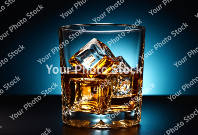 Stock Photo of Whisky glass with ice