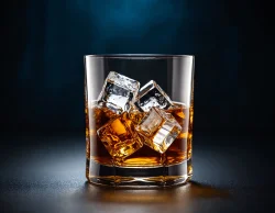 Whisky glass with ice
