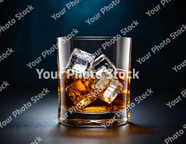 Stock Photo of Whisky glass with ice