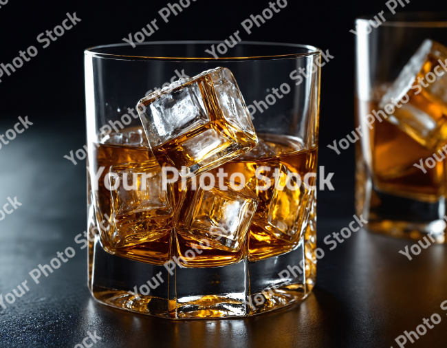 Stock Photo of Whisky glass with ice