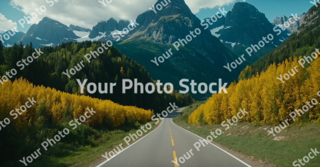 Stock Photo of Landscape road to the mountains