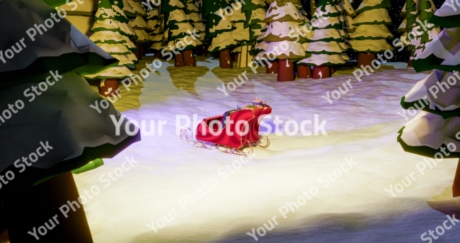 Stock Photo of christmas scene snow sled