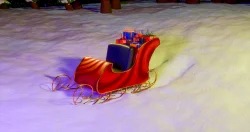 christmas scene snow sled