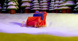 christmas scene snow sled