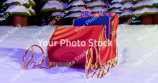 Stock Photo of christmas scene snow sled