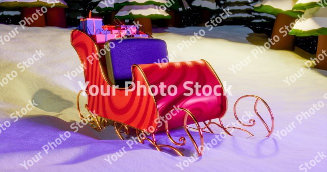 Stock Photo of christmas scene snow sled