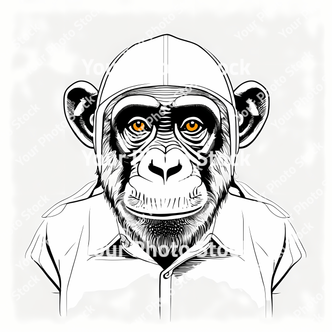 Stock Photo of Chimpanzee doodle illustration