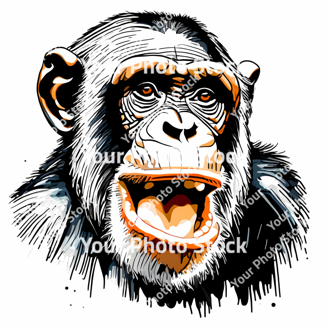 Stock Photo of Chimpanzee doodle illustration