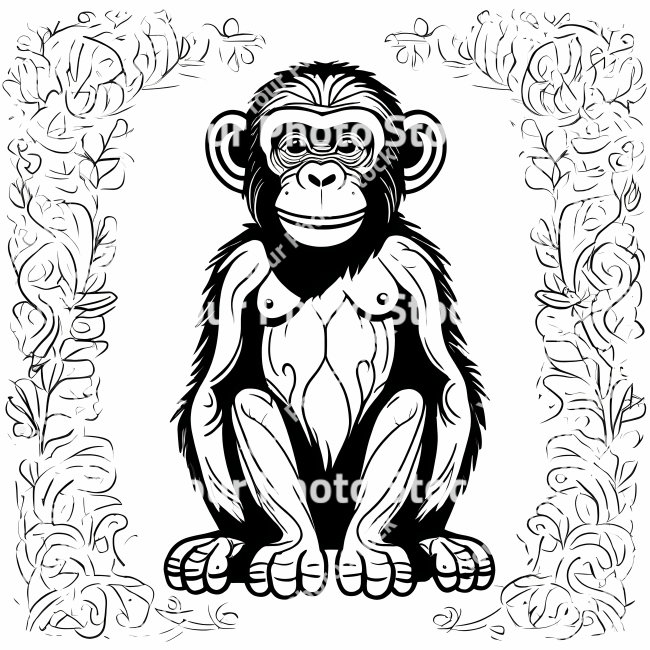 Stock Photo of Chimpanzee doodle illustration