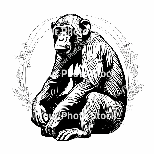 Stock Photo of Chimpanzee doodle illustration