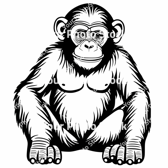 Stock Photo of Chimpanzee doodle illustration