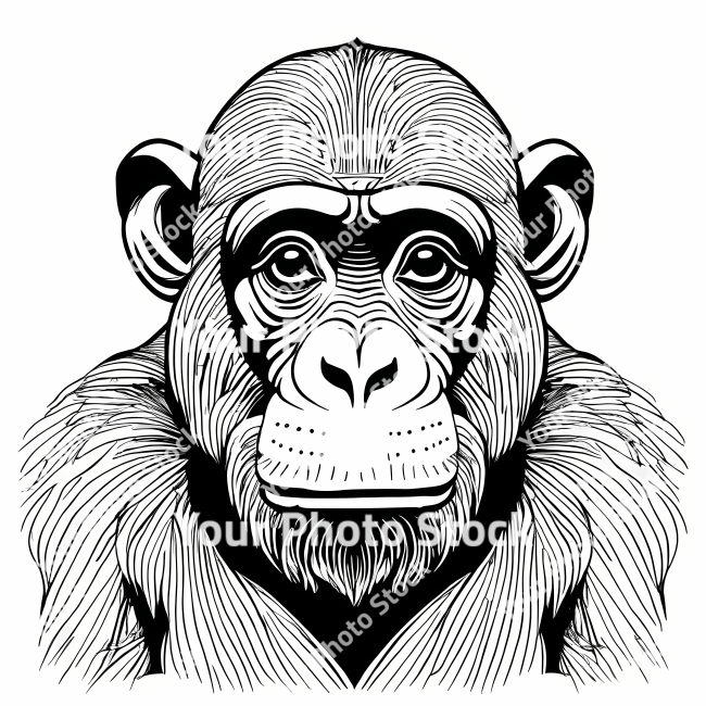 Stock Photo of Chimpanzee doodle illustration