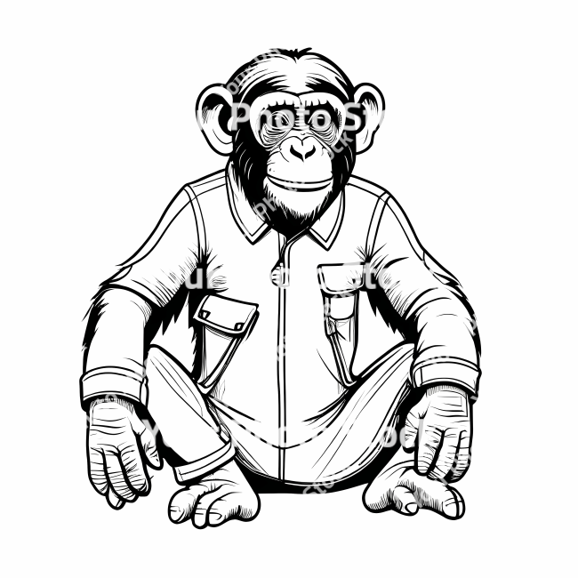 Stock Photo of Chimpanzee doodle illustration