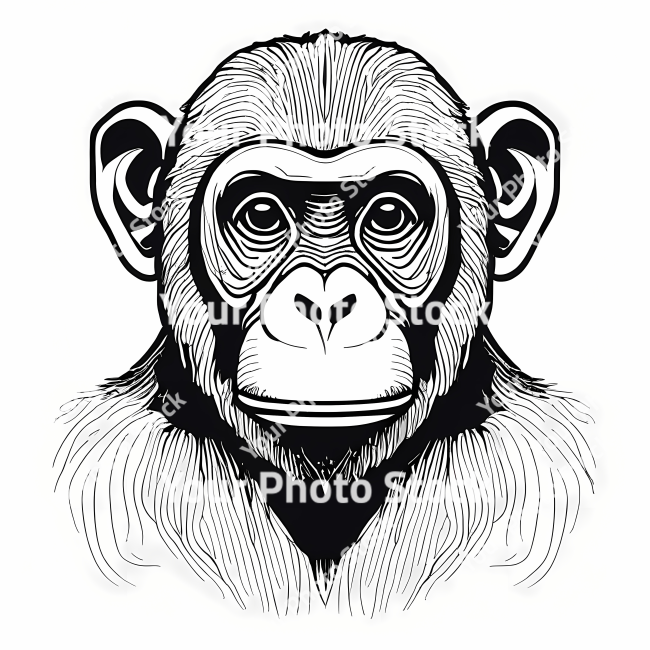 Stock Photo of Chimpanzee doodle illustration