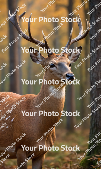 Stock Photo of Deer on the forest art