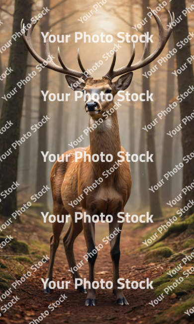 Stock Photo of Deer on the forest art