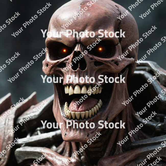 Stock Photo of Robot Metallic skull design 2d art concept