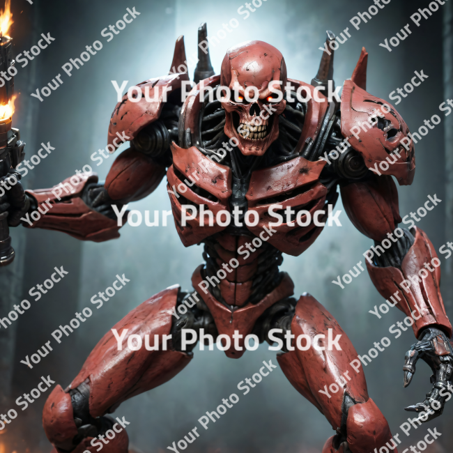 Stock Photo of Robot Metallic skull design 2d art concept