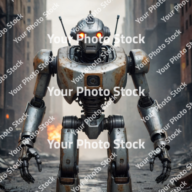 Stock Photo of Robot design concept art 2d apocalypse