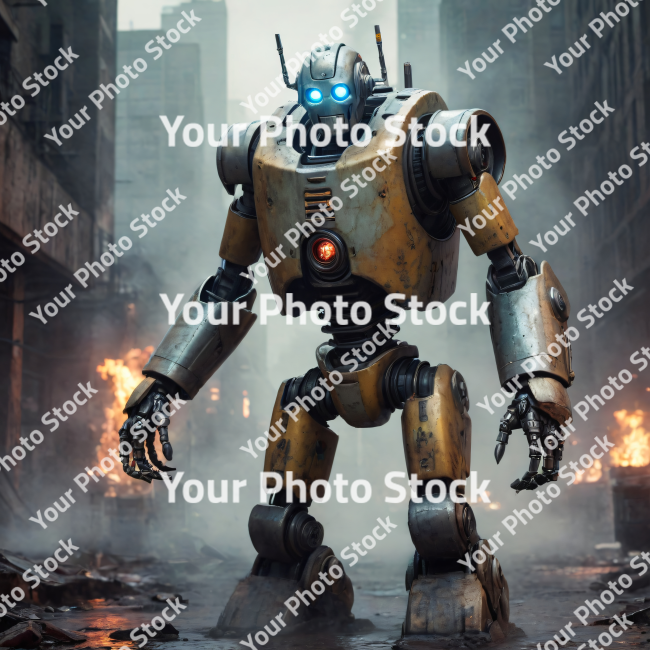 Stock Photo of Robot design concept art 2d apocalypse
