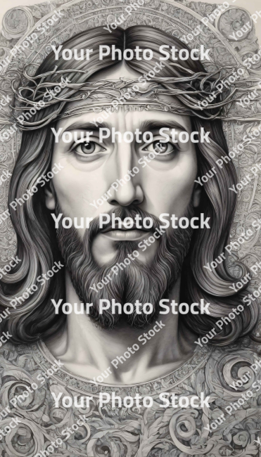 Stock Photo of Jesus Christ portrait illustration 2d