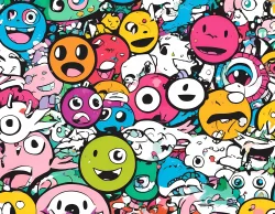 Stock Photo of pattern with funny monsters wallpaper