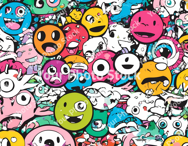 Stock Photo of pattern with funny monsters wallpaper