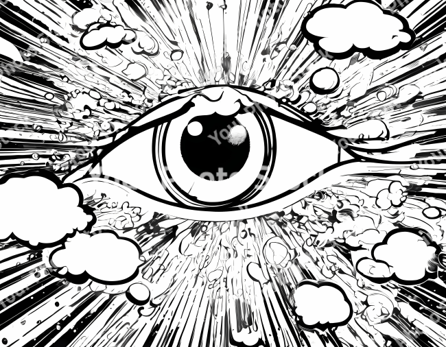 Stock Photo of black and white illustration of a eye person