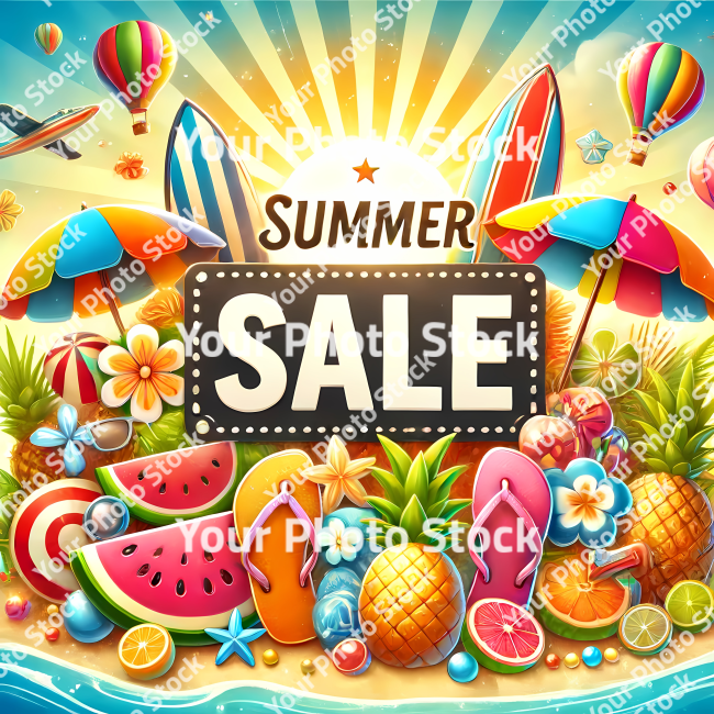 Stock Photo of summer sale graphic info sun