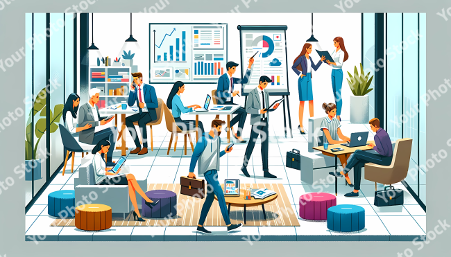 Stock Photo of infographic companies business staff people 2d illustration