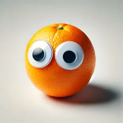 Stock Photo of googly image orange eye funny fruit