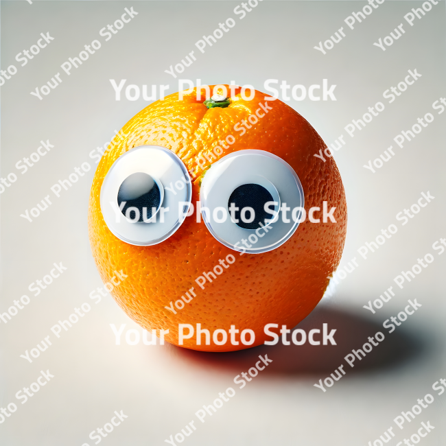 Stock Photo of googly image orange eye funny fruit