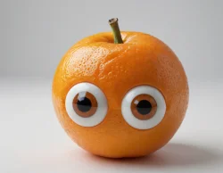 Stock Photo of orange character funny eyes realistic cartoon